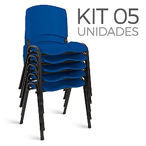 Cadeira Plástica Fixa Kit 5 A/E Azul Lara