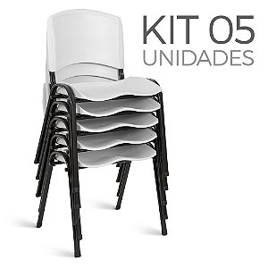 Cadeira Plástica Fixa kit 5 A/E Branco Lara