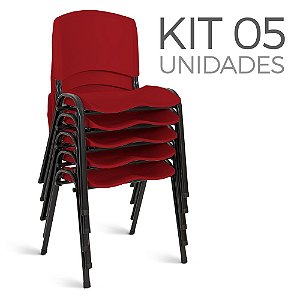 Cadeira Plástica Fixa kit 5 A/E Vermelho Lara