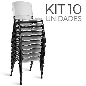 Cadeira Plástica Fixa kit 10 A/E Branco Lara