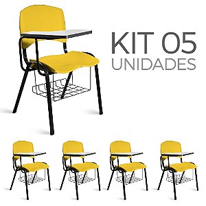 Cadeira Plástica Universitária Kit 5 A/E Amarelo Lara