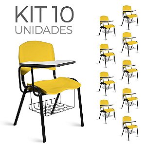 Cadeira Plástica Universitária Kit 10 A/E Amarelo Lara