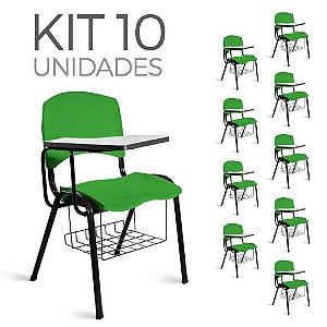 Cadeira Plástica Universitária Kit 10 A/E Verde Lara