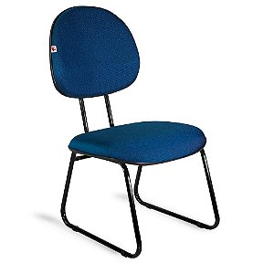 Cadeira Executiva Pé Sky Tecido Azul Com Preto
