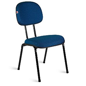 Cadeira Secretária Pé Palito Tecido Azul Com Preto