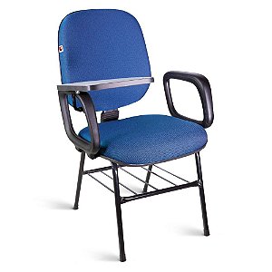 Cadeira Ágata Diretor Universitária Tecido Azul Com Preto