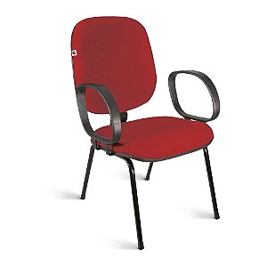 Cadeira Diretor Pé Palito Braços Tecido Vermelho