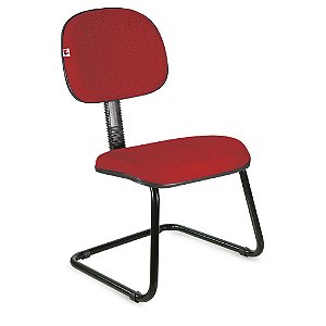 Cadeira Secretária Pé Contínuo Tecido Vermelho
