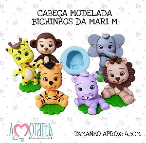 Molde de Silicone Cabeça Modelada Bichinhos da Mari Tamanho M