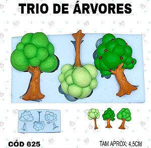 Molde de Silicone Trio de Árvores--CÓD 625