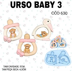 Molde de Silicone Urso baby 3 --CÓD 630