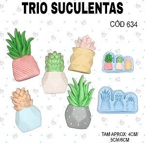 Molde de silcione Trio Suculentas--CÓD 634