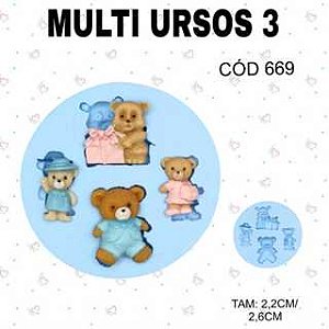 Molde de silicone Multi Ursos 3--CÓD 669