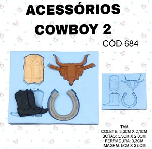 Molde de silicone Acessórios Cowboy 2--CÓD 684