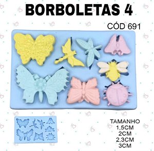Molde de silicone Borboletas 4--CÓD 691