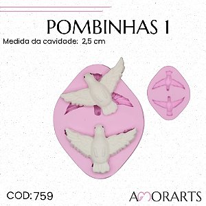 Molde de silicone Pombinhas 1 --CÓD 759