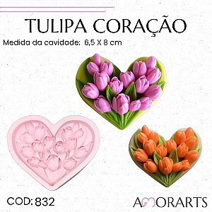 Molde de silicone Tulipa Coração --CÓD 832