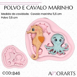 Molde de silicone Polvo e Cavalo Marinho--CÓD 846