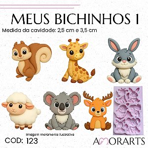 Molde de silicone Meus Bichinhos 1 --CÓD 123