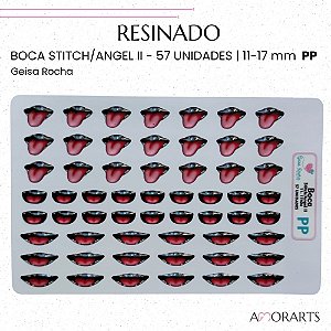 Adesivo Resinado Boca Stitch/Angel ll PP--57 Unidades