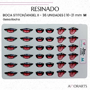 Adesivo Resinado Boca Stitch/Angel ll M--36 Unidades