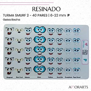 Olho resinado GR Turma Smurf 2 P--40 Pares