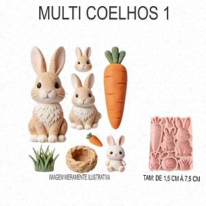 Molde de silicone Multi Coelhos 1 --CÓD 182