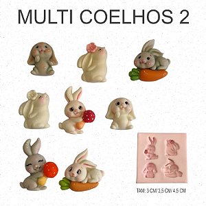 Molde de silicone Multi Coelhos 3-- CÓD 183