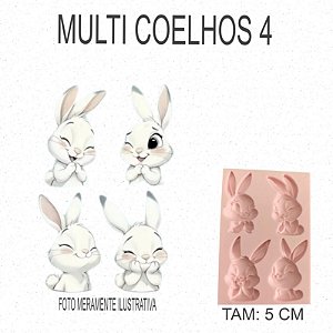 Molde de silicone Multi Coelhos 4-- CÓD 185