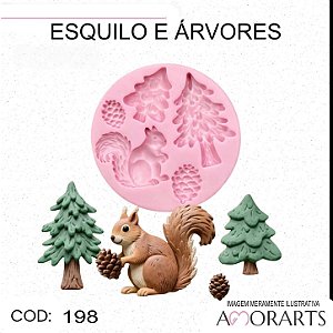 Molde de silicone Esquilo e Árvores -- CÓD 198
