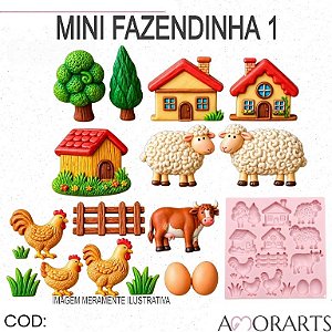 Molde de silicone Mini fazendinha 1 -- CÓD 205
