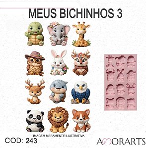 Molde de silicone Meus Bichinhos 3 --CÓD 243