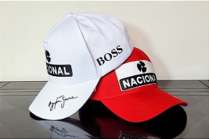 Combo - Boné Ayrton Senna Branco e Vermelho Passion