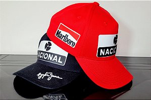 Combo - Boné Ayrton Senna Preto e Vermelho Passion