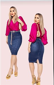 Saia Jeans com Elastano