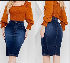 Saia Jeans com Elastano