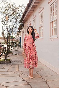 Vestido em Tule Estampado
