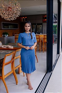 Vestido com Saia Plissado