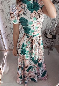 Vestido Longo Estampa Floral em Suplex Soft Intermediário - Moda Cristã -  Flor de Amêndoa