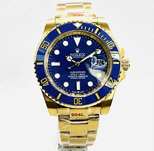 Relógio masculino linha Premium Submariner Bluesy Automático Pulseira de Aço inoxidável Oyster 904L a prova d’água 40m