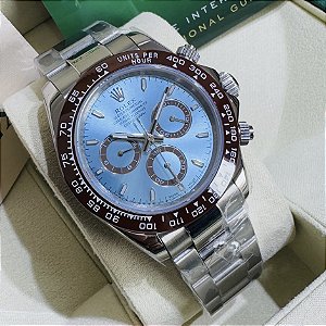 Relógio masculino linha Premium Daytona Platina Ice Blue Automático Pulseira de aço inoxidável Oyster 904l
