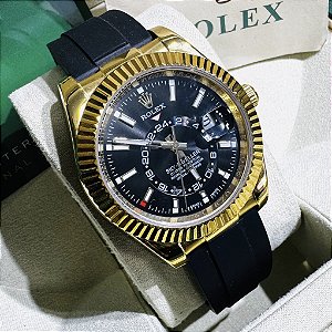 Relógio masculino linha Premium Sky-Dweller automático pulseira de borracha oyster a prova d’água 40m