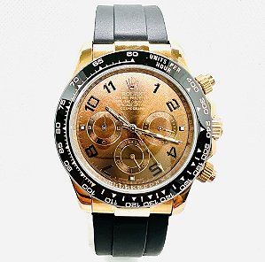 Relógio masculino linha Premium Daytona Automático Pulseira de borracha Oyster flex a prova d’água 40m