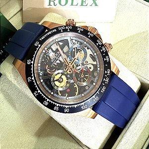 Relógio masculino linha Premium Modelo Daytona Rubens Barrichello Pulseira de borracha oyster flex A prova d’água
