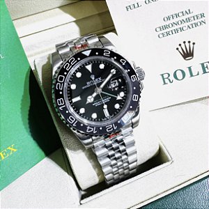 Relógio masculino linha Premium Modelo Gmt-Master II WAYNE Automático Pulseira de Aço inoxidável Jubileu 904l
