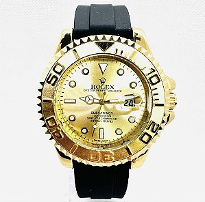 Relógio masculino linha master modelo Yacht-Master Pulseira de borracha oyster Flex a prova d’água 20m