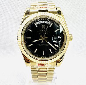 Relógio masculino Linha Premium modelo Day-Date Automático Pulseira de aço inoxidável Jubileu 904l a Prova d’água 40m