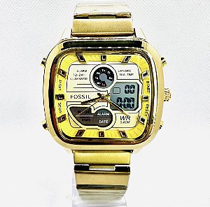 Relógio masculino linha master Modelo Fossil Pulseira de aço inoxidável a prova dágua 20m