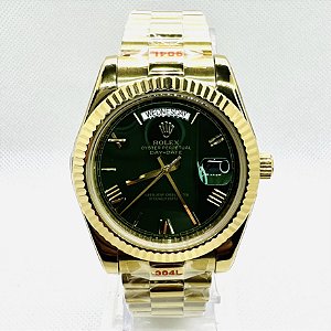 Relógio masculino Linha Premium Day-Date Automático Pulseira de aço inoxidável President 904l a prova d´agua 40m