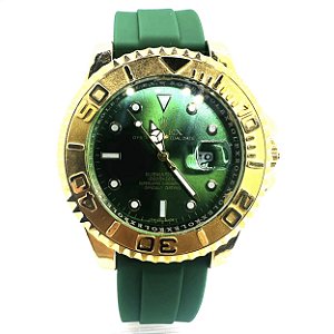 Relógio masculino linha master Modelo Yacht-Master Pulseira de borracha oyster Flex a prova d’água 20m